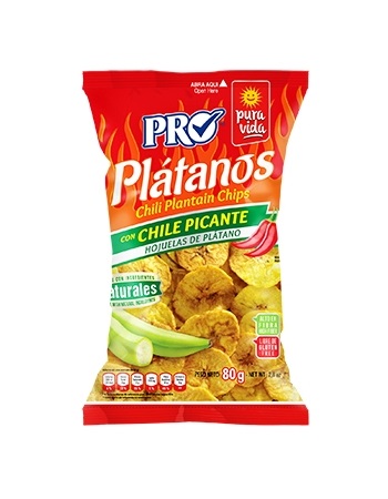 Chips di platano con peperoncino PRO 80g. Chips di platano con peperoncino PRO 80g.